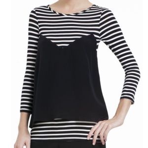 bgbgmaxazria striped contrast blouse size small
